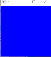 imshow で表示された 200×200 の青いウィンドウ
